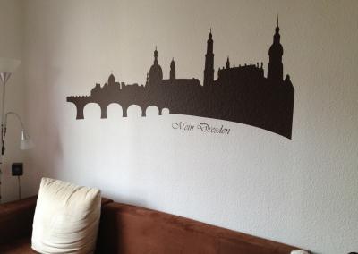 481-Wandtattoo Wand Stadt Silhouette Dresden Wohnung