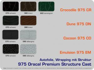 4-D-Autofolie-Carwrapping-975-Oracal-Structure-Crocodile-Dune-Cocoon-Emulsion-Cast-Farbuebersicht