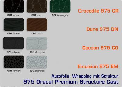 4-D-Autofolie-Carwrapping-975-Oracal-Structure-Crocodile-Dune-Cocoon-Emulsion-Cast-Farbuebersicht