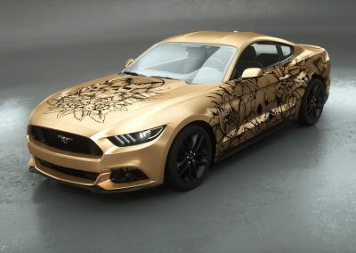 Carwrapping-Autofolie-Eule-Tod-Totenkopf-gold
