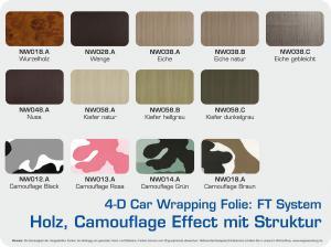 4-D-Autofolie-Carwrapping-FT-System-Holz-Camouflage-Effect-Struktur-Farbuebersicht