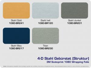4d-Autofolien-3M-Scotchcal-1380-Wrap-Film-Stahl-gebuerstet-Wrapping-Folie-Farbuebersicht-Folienuebersicht