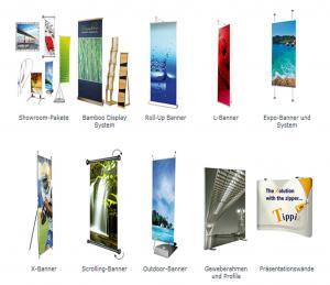 Werbemittel-1 Beachflags, Aufsteller, Fahnen, Flaggen, Strandflaggen, Roll-Up, Bannersysteme, Stopper, Präsentationswände, Theken, Rahmen, Rahmensysteme, Displays, LED Leuchttafeln und Posterhalter, Abstandshalter, Tafeln, Stahlbanner, Ständer