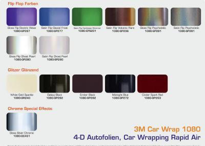 Farbpalette 3M Car Wrap Serie 1080 Autofolien Flip Flop Glitzer Chrome