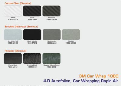 Farbpalette 3M Car Wrap Serie 1080 Autofolien Struktur