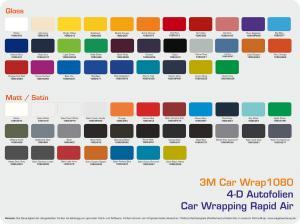 Farbpalette Autofolie 3M Car Wrap 1080 Glanz Matt Satin