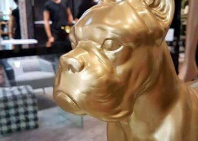 3-D-Figur-Tier-Plastik-Boxer-stehend-Kunstharz-Gold-lackiert