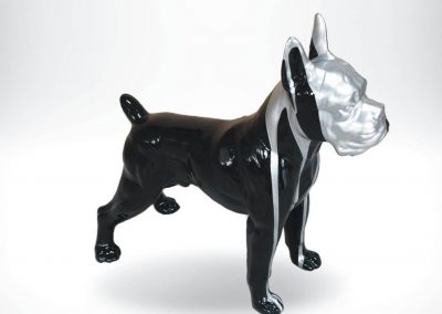 3-D-Figur-Tier-Plastik-Boxer-stehend-schwarz-silber