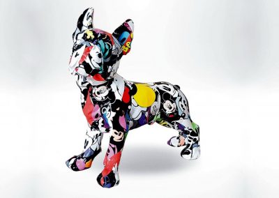 3-D-Figur-Tier-Plastik-Franzoesische-Bulldogge-Dekofigur-Pop-Art
