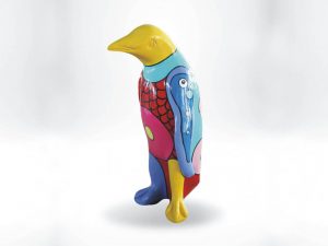 3-D-Figur-Tier-Plastik-Pinguin-Kunststoff-Handarbeit-Fantasie