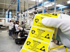Sticker-Etikett-Maschinenaufkleber-Vorsicht-Caution-Industrieaufkleber