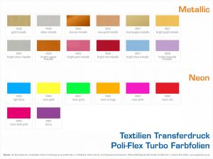 Textilien Transferdruck Poli-Flex Turbo Farbfolien-Neon-Metallic