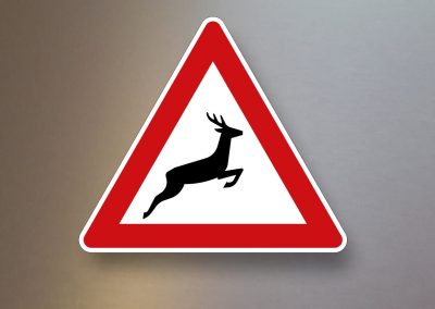 Verkehrsschild-Verkehrszeichen-Gefahrenzeichen-Wildwechsel-Aufstellung-links-142-20