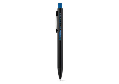 Kugelschreiber-Aluminium-Soft-black-matt-Chrome-blau-Lasergravur