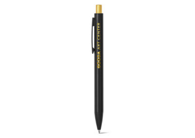 Kugelschreiber-Aluminium-Soft-black-matt-Chrome-gold-Gravur-Tampondruck