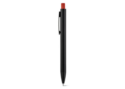 Kugelschreiber-Aluminium-Soft-schwarz-matt-Chrome-rot