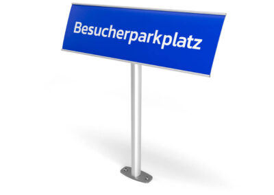 Parkplatzschild-schraeg-Pfostensystem-oval-silber-eloxiert