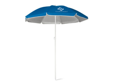 Sonnenschirm-140cm-blau-silber-Werbeschirm-Transferdruck-Werbedruck