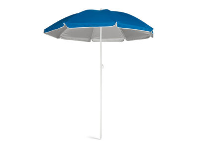 Sonnenschirm-140cm-blau-silber-Werbeschirm-Transferdruck-moeglich