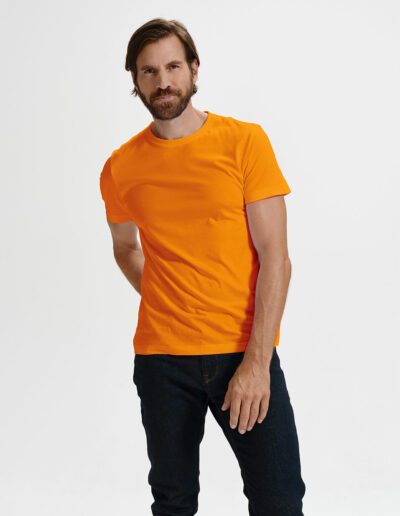 T-Shirt-Mann-Basic 129-Rundhals-orange