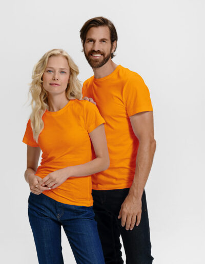 T-Shirt-Mann-Frau-Basic 129-Rundhals-orange