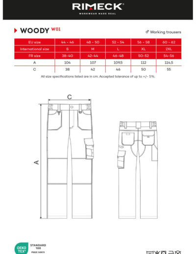 Arbeitshose-Jeans-Ebenholz-grau-schwarz-Reflektoren-Groessentabelle