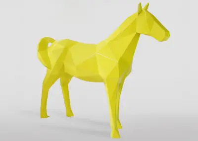 3-D-XXL-Pferdefigur-Kunstfigur-Pferd-190cm-hoch-geometrisch-gelb
