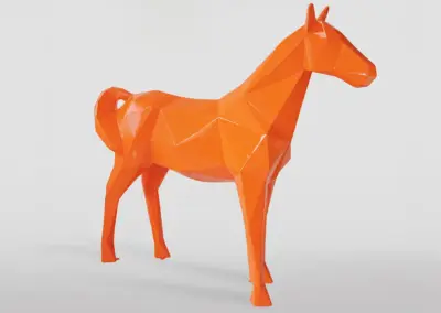 3-D-XXL-Pferdefigur-Pferd-190cm-hoch-geometrisch-orange