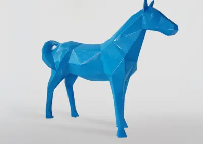 3-D-XXL-Pferdefigur-grosses-Pferd-190cm-hoch-geometrisch-blau