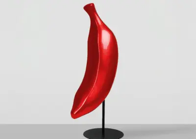 3D-XL-Werbefigur-Werbeaufsteller-Banane-chrome-rot-112cm