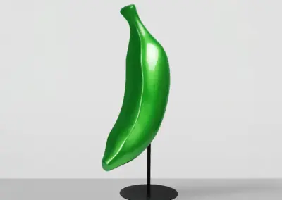 3D-XL-Werbefigur-Werbeaufsteller-Banane-verchromt-gruen-112cm