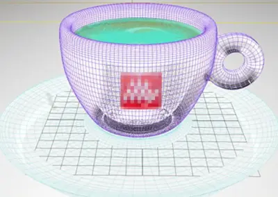 3D-XL-Werbefigur-Werbeaufsteller-Kaffeetasse-Teller-Zeichnung