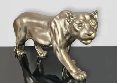 3D-XL-lebensgrosse-Tierfigur-Wildtier-Panther-gold-metallisch-160x72cm