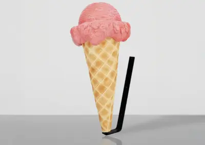 3D-XXL-Werbefigur-105cm-Eistuete-Eiskugel-Rosa-Wandhalterung