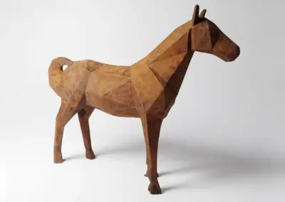 3D-XXL-grosse-Pferdefigur-190cm-geometrie-Rosteffekt-verrostet