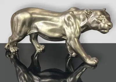 3D-grosse-Dekorationsfigur-Tierfigur-Tierskulptur-Panther-gold-metall