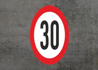 Verkehrszeichen-Einbrennaufkleber-Bodenmarkierung-Geschwindigkeit-30kmh-oval mehrfarbig